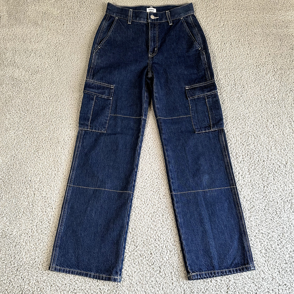 Aritzia Sunday Best Jeans Women's 0 Blue Wide Leg Baggy Cargo Y2K Style
